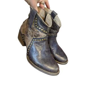 Circle G By Corral Ladies Blue Studded Star Inlay Booties Size 7